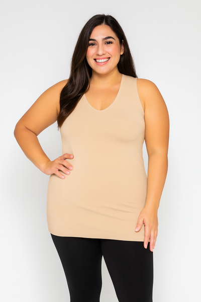 The Buttery Soft Reversible V Neck Long Tank (M, L, XL, 2X, 3X)